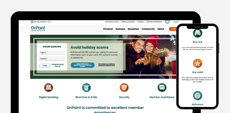 OnPoint Credit Union website redesign