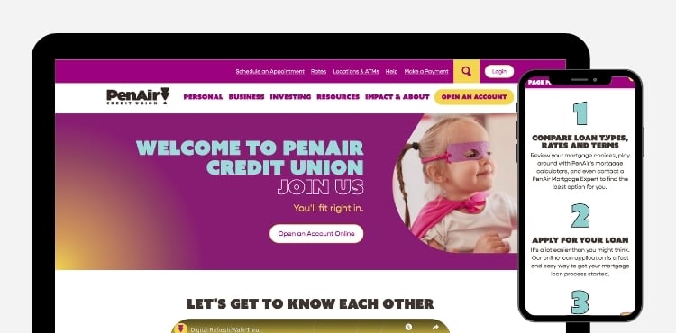 PenAir Credit Union website redesign