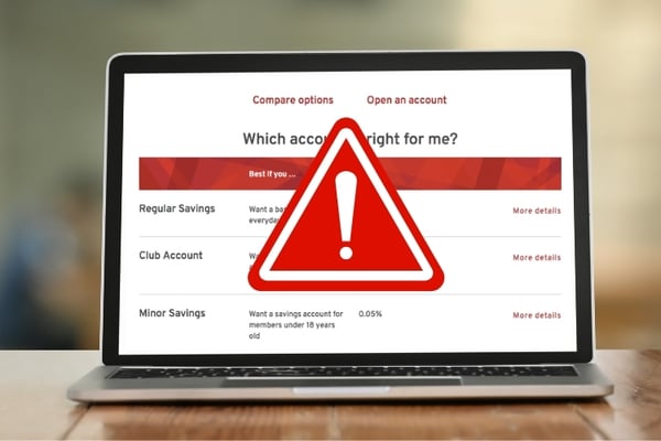 Danger zone graphic on a credit union website