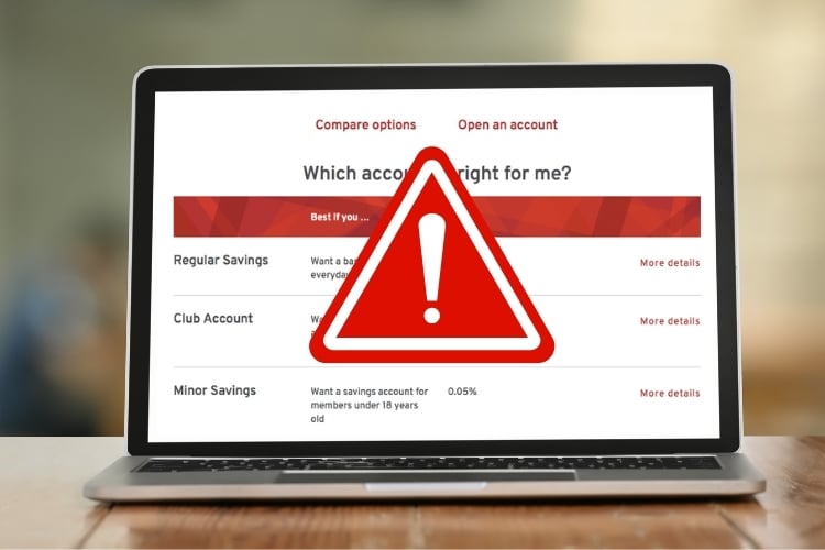 Danger zone graphic on a credit union website
