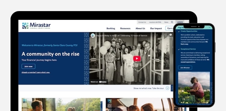 Mirastar Federal Credit Union website redesign