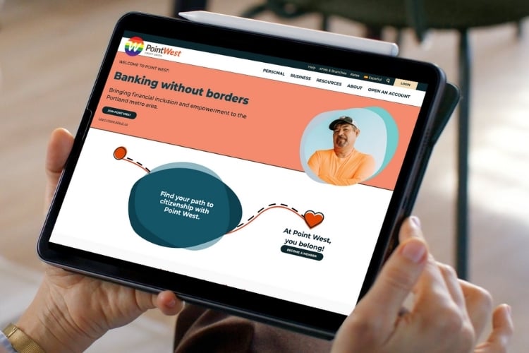 Point West website on tablet